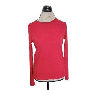 Siberian Blouse Red Ribbed long sleeve Size Petite P Christmas Holiday Festival